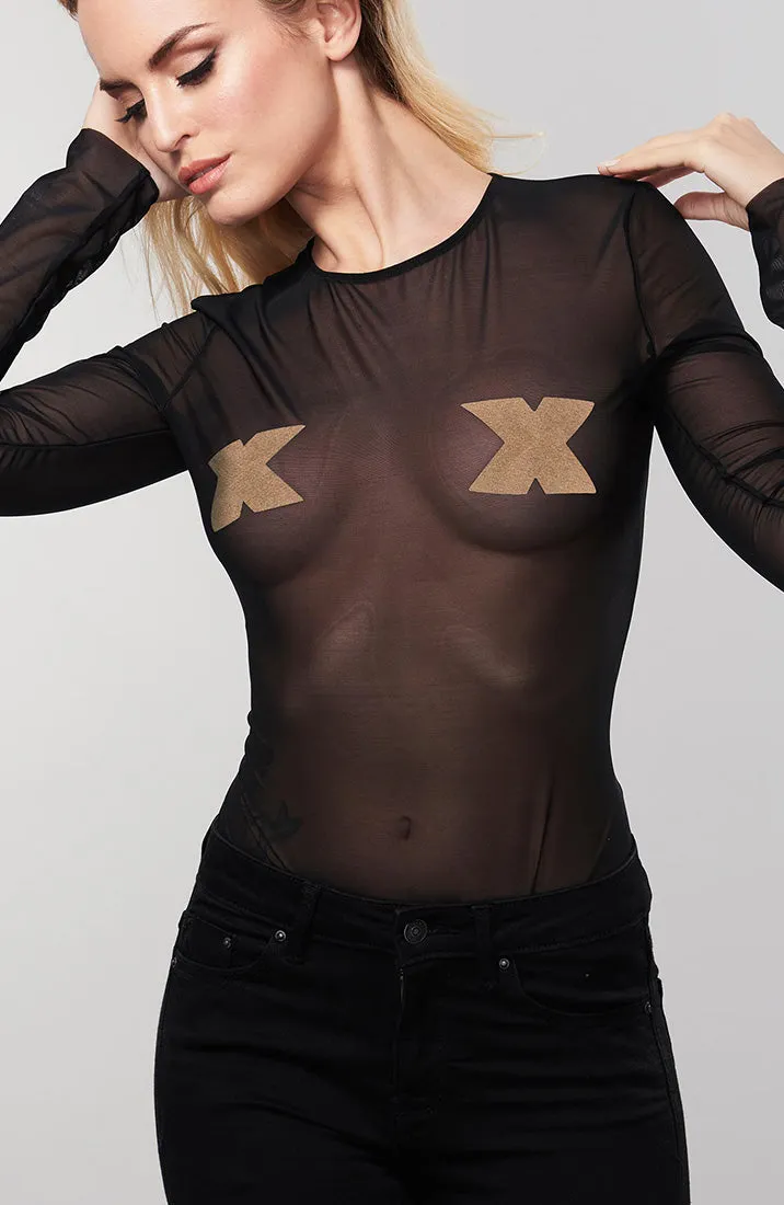 Gold flash cross glitter nipple stickers