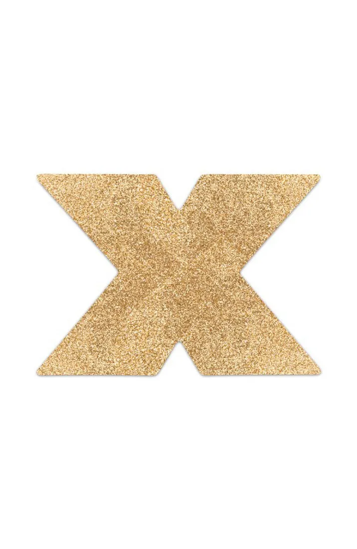 Gold flash cross glitter nipple stickers