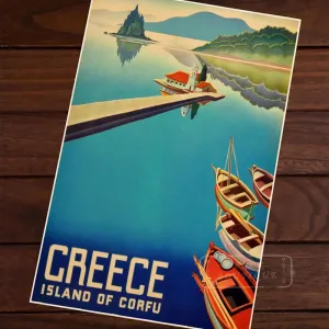 Greece Island of Corfu Retro Wall Art