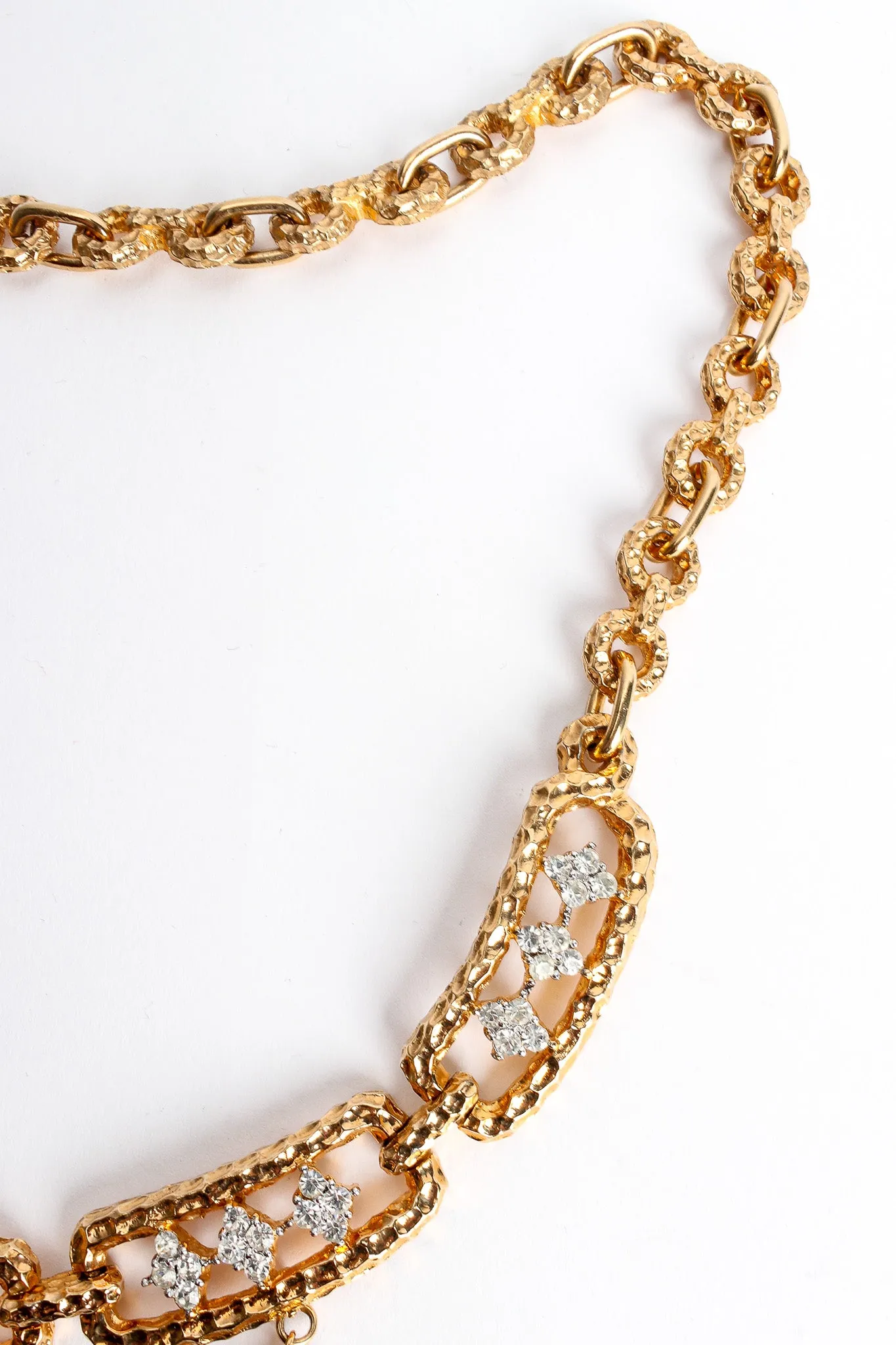 Hammered Rhinestone Pendant Necklace