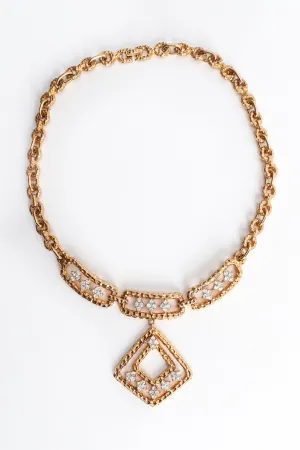 Hammered Rhinestone Pendant Necklace
