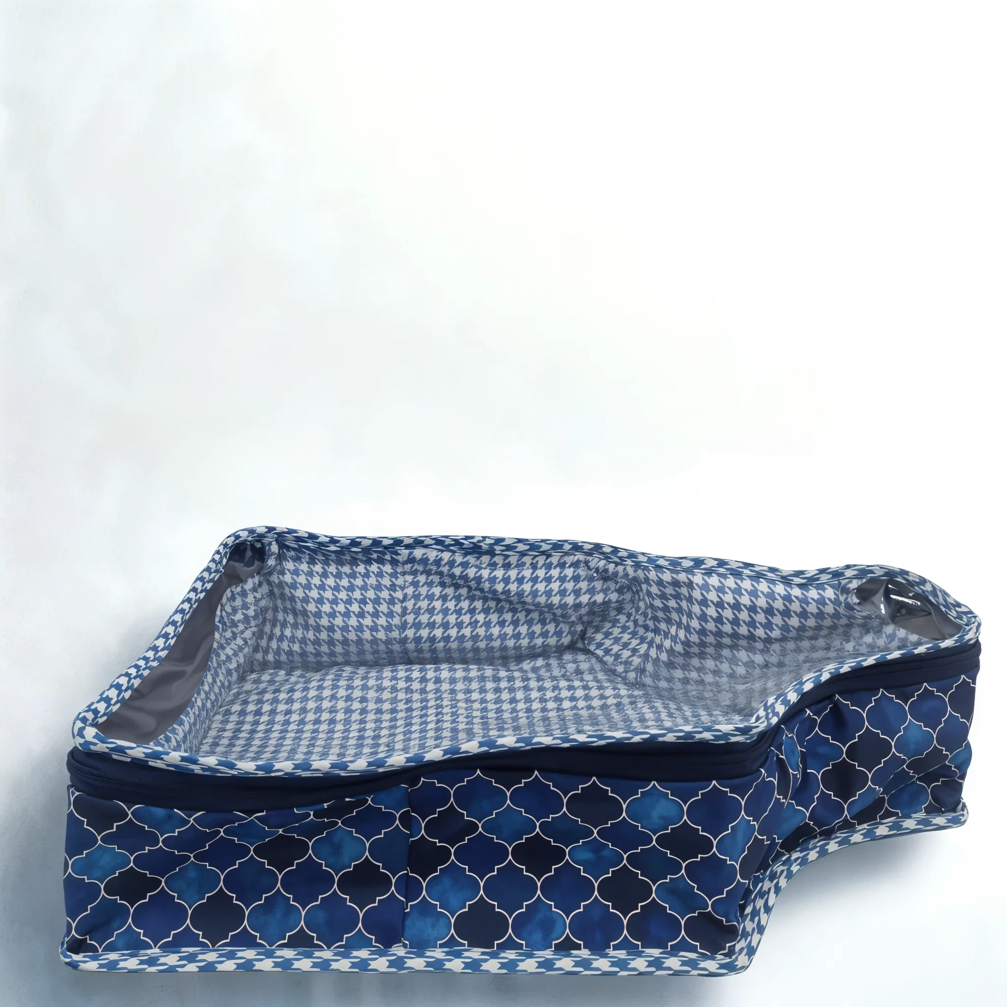 INDIGO MOSAIC PRINT BLOUSE COVER