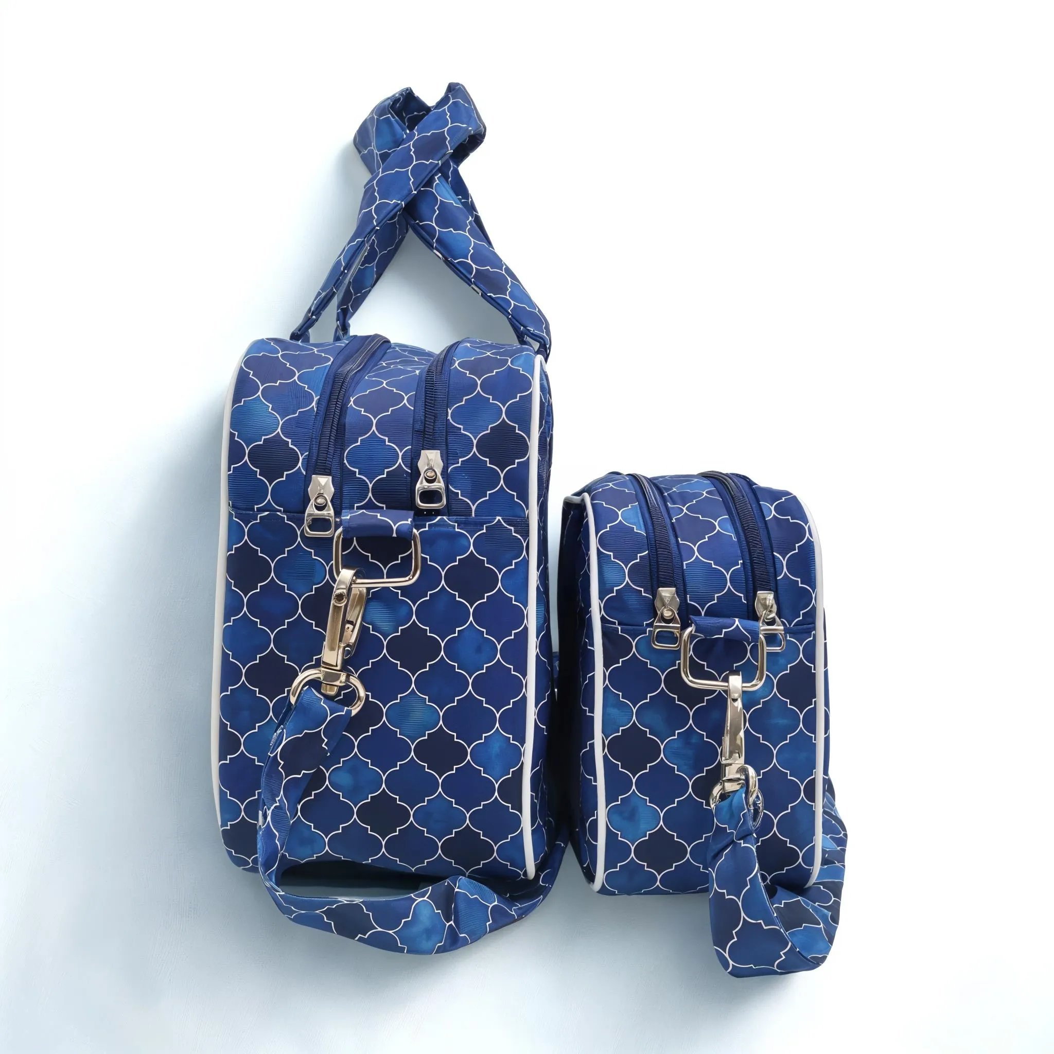 INDIGO MOSAIC PRINT TRAVEL BAG