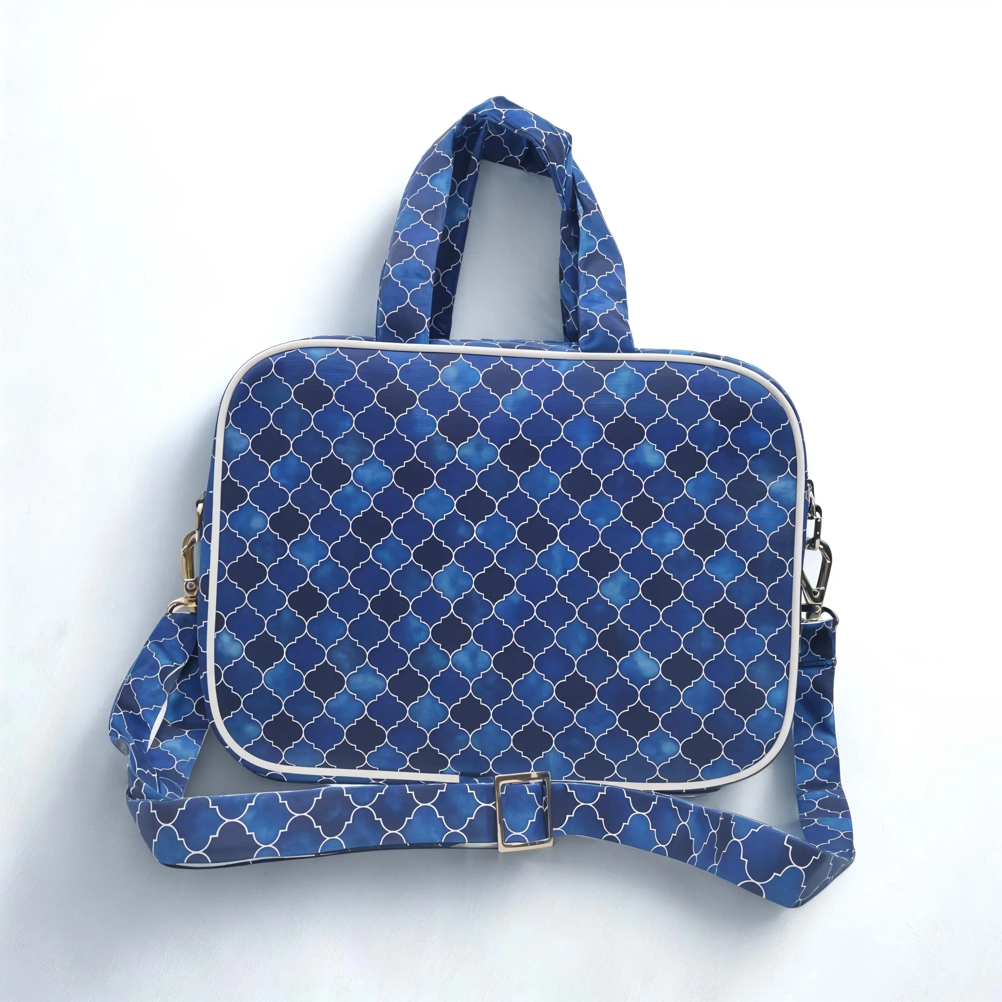 INDIGO MOSAIC PRINT TRAVEL BAG