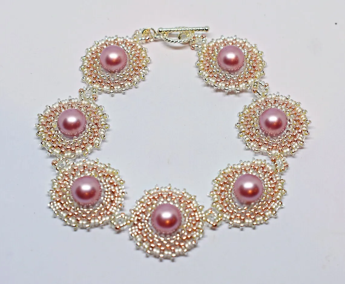 Iridescent Pink Pearl Bracelet made with Genuine Swarovski Pearls