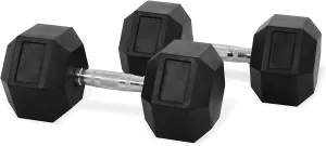 Kit 2 Mancuernas Hexagonales Acero Forro De Neopreno 42.5 Kg