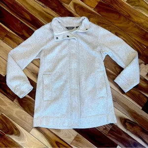 Lands’ End Knit hidden zip button up mock neck jacket