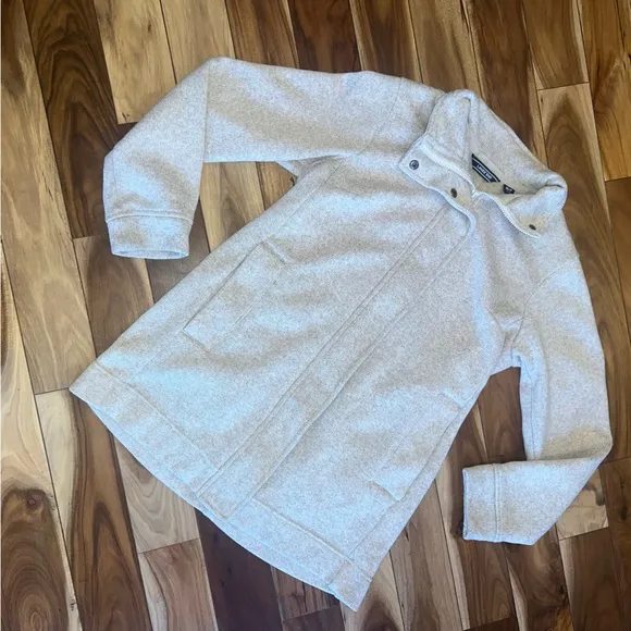 Lands’ End Knit hidden zip button up mock neck jacket
