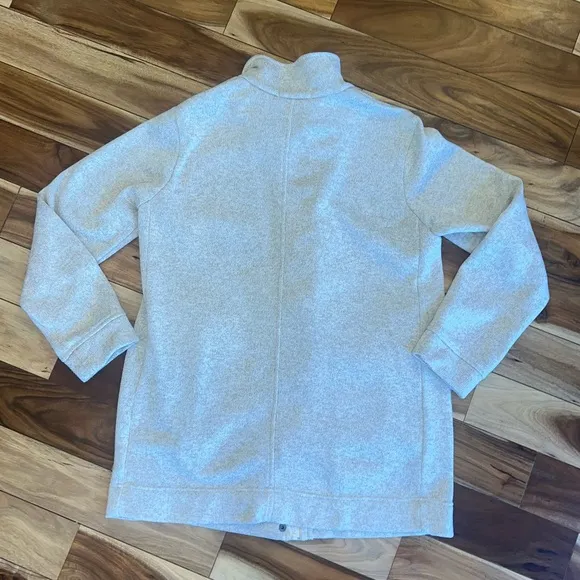 Lands’ End Knit hidden zip button up mock neck jacket