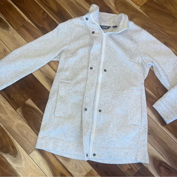 Lands’ End Knit hidden zip button up mock neck jacket