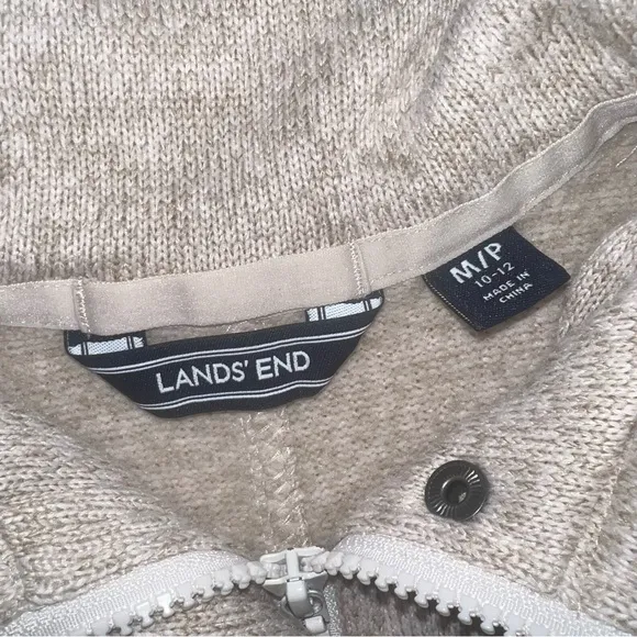 Lands’ End Knit hidden zip button up mock neck jacket