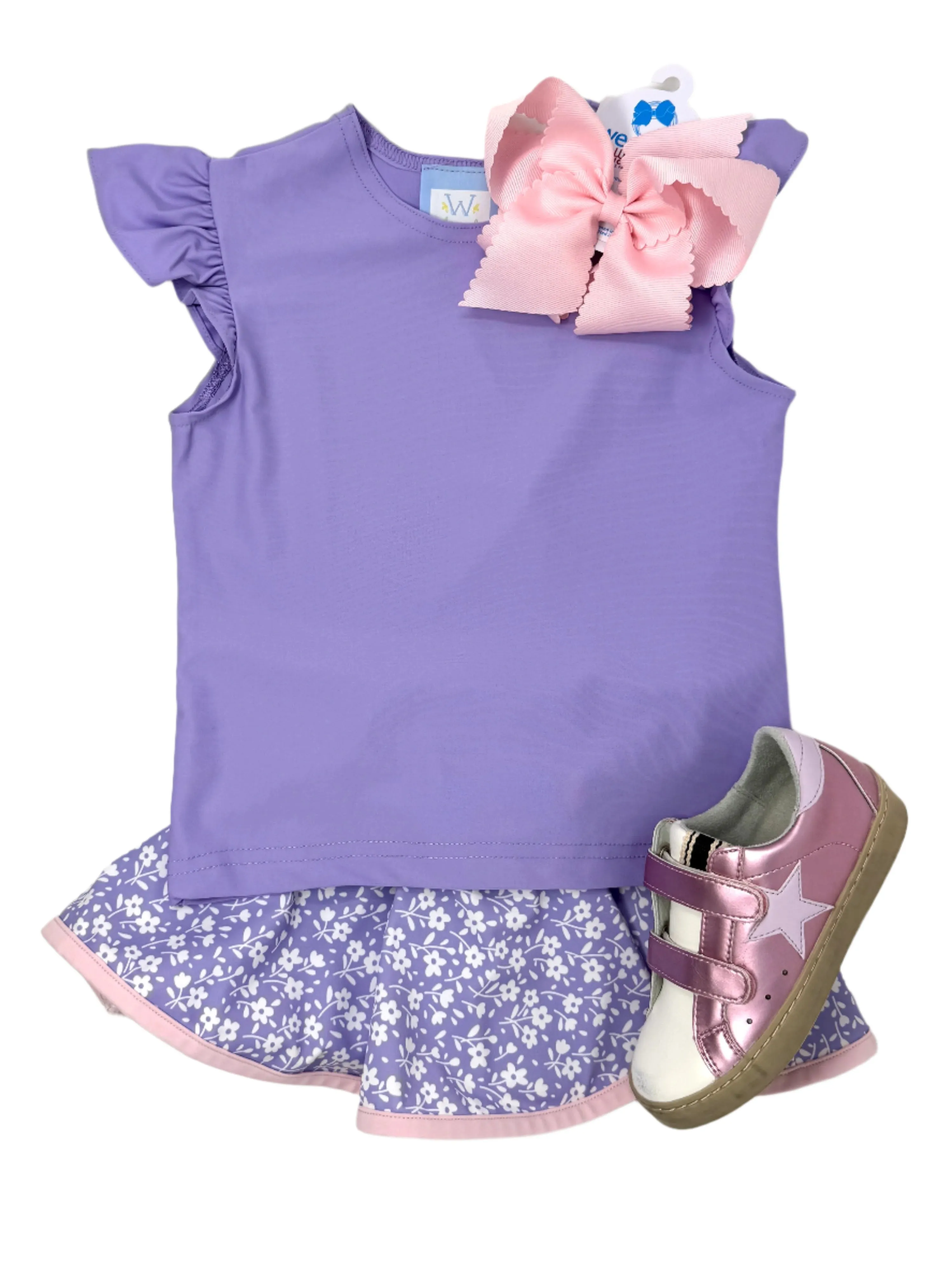 Lavender Floral Athleisure Skort