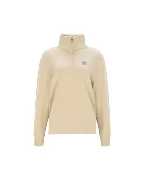 LENUCU Women's Big Logo Color Block Sweatshirt - Beige