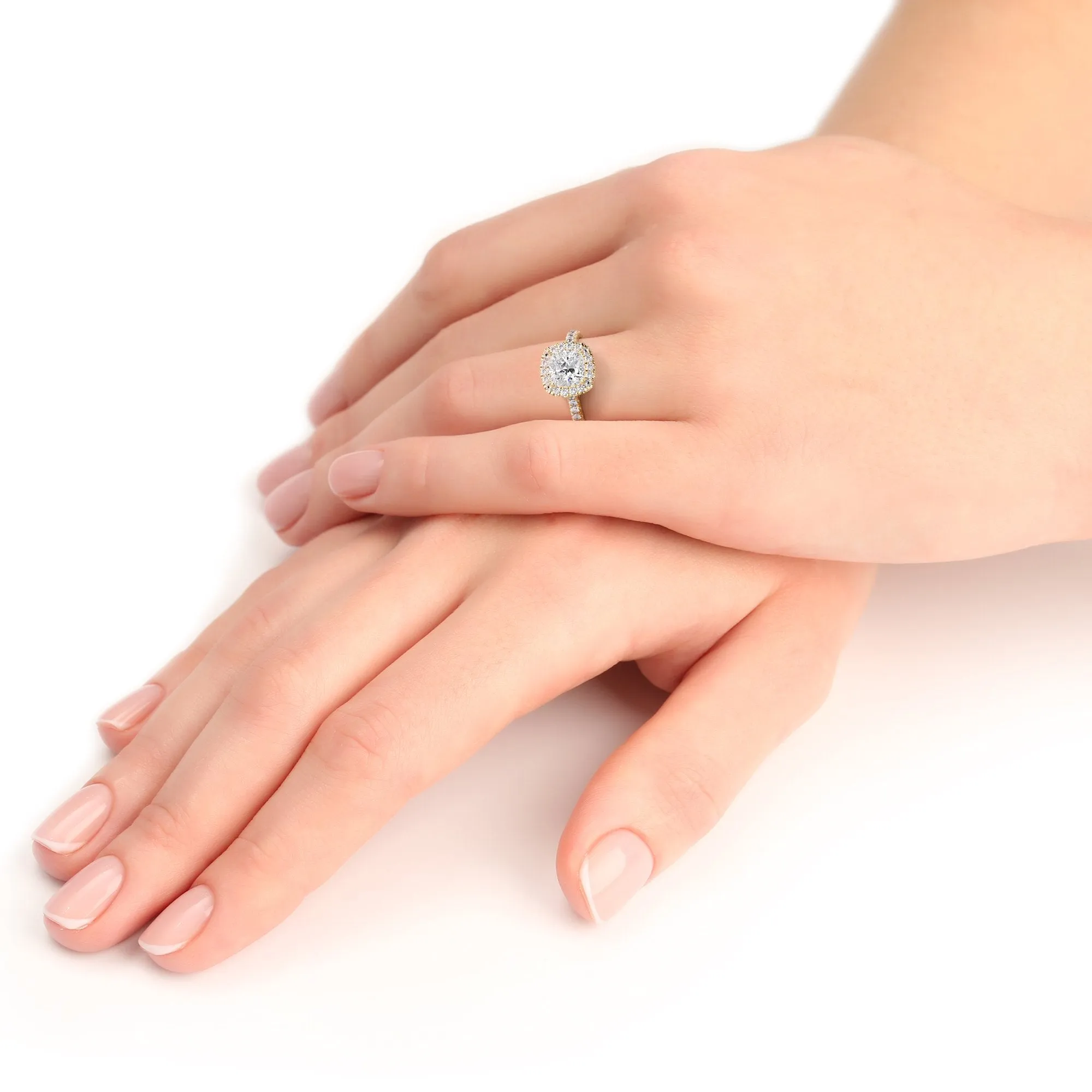Lights Out Cushion Halo Natural Cushion  Diamond Engagement Ring