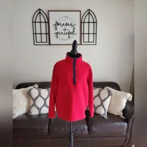 L.L. Bean Red Fleece Pullover Sweater Jacket Women's Size XL Retro Outdoor