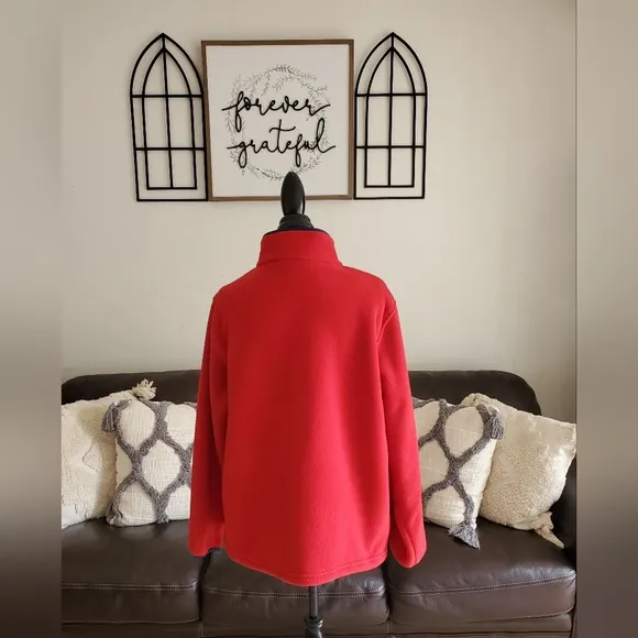 L.L. Bean Red Fleece Pullover Sweater Jacket Women's Size XL Retro Outdoor
