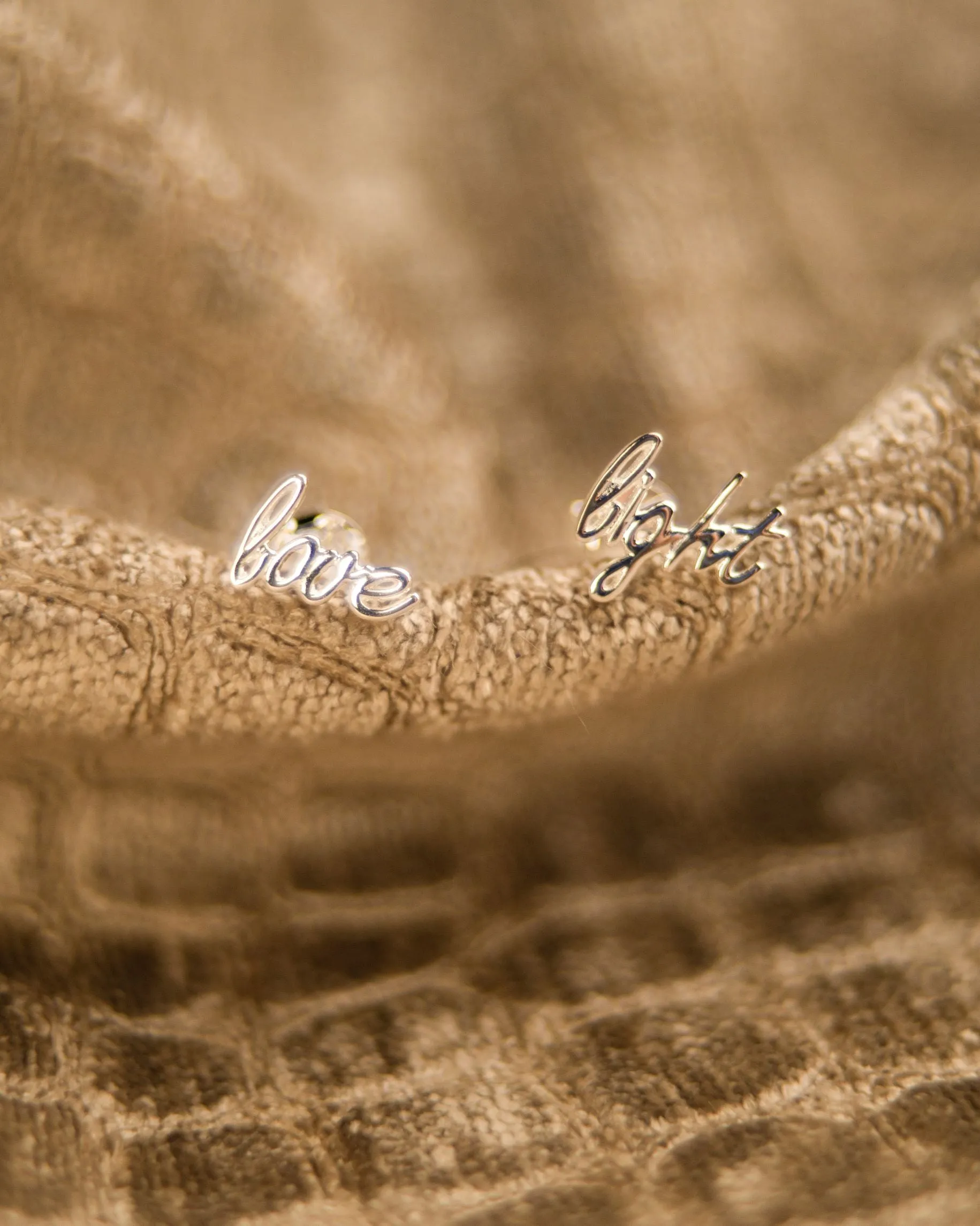 Love Light Stud Earrings, White Rhodium