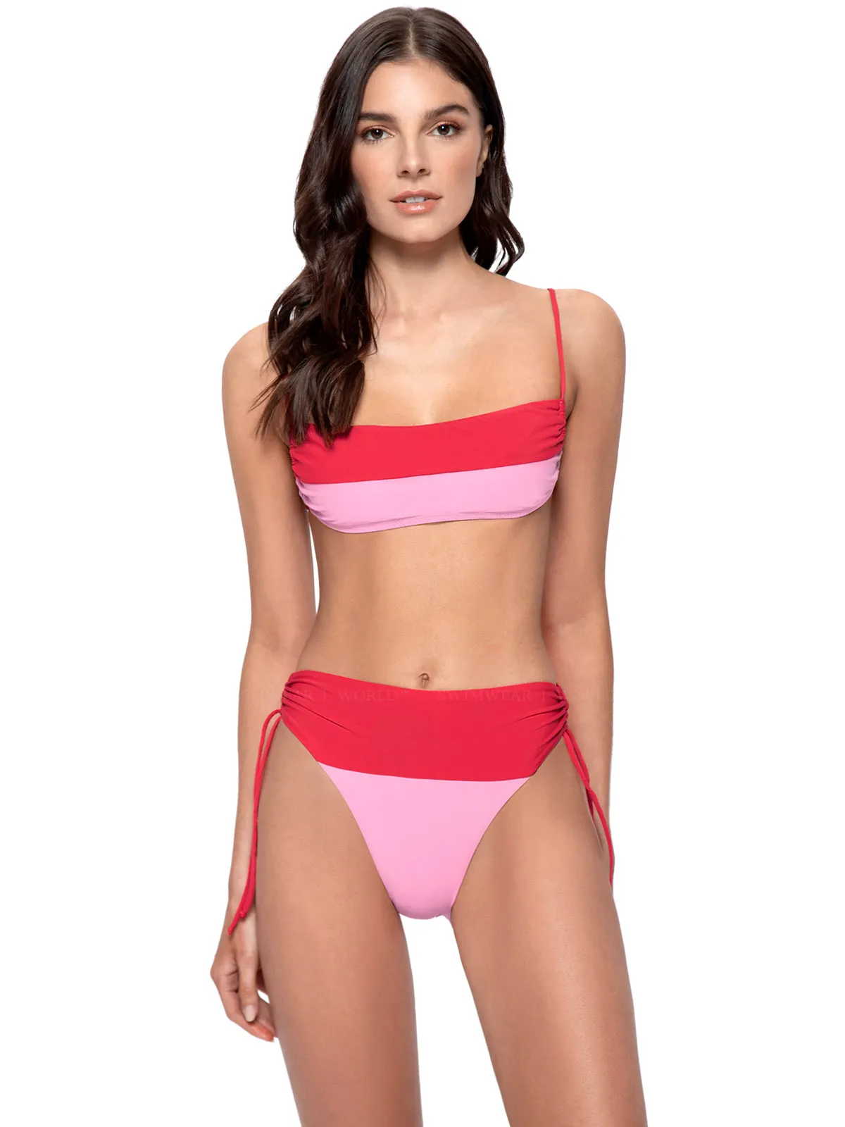 Luna Color Block-Ruched Color Block High Waist ::RET
