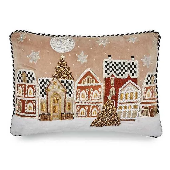 MacKenzie-Childs - Gingerbread Village Beaded Lumbar Pillow