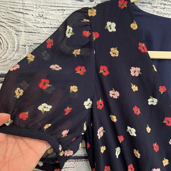 Madewell Confetti Print Retro Dress Indigo Size S