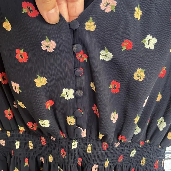 Madewell Confetti Print Retro Dress Indigo Size S