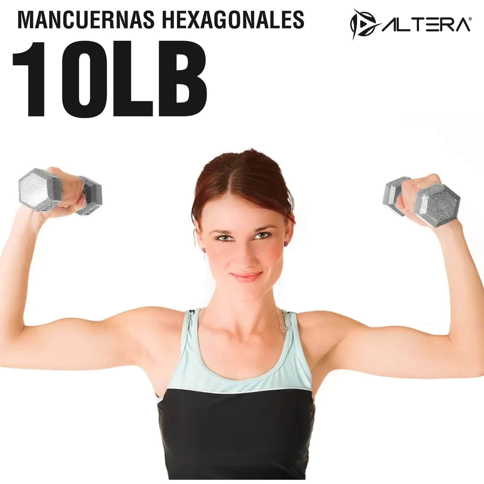 Mancuerna Hexagonal De Metal 10lb Altera Fitness 4.5kg 1 Pza