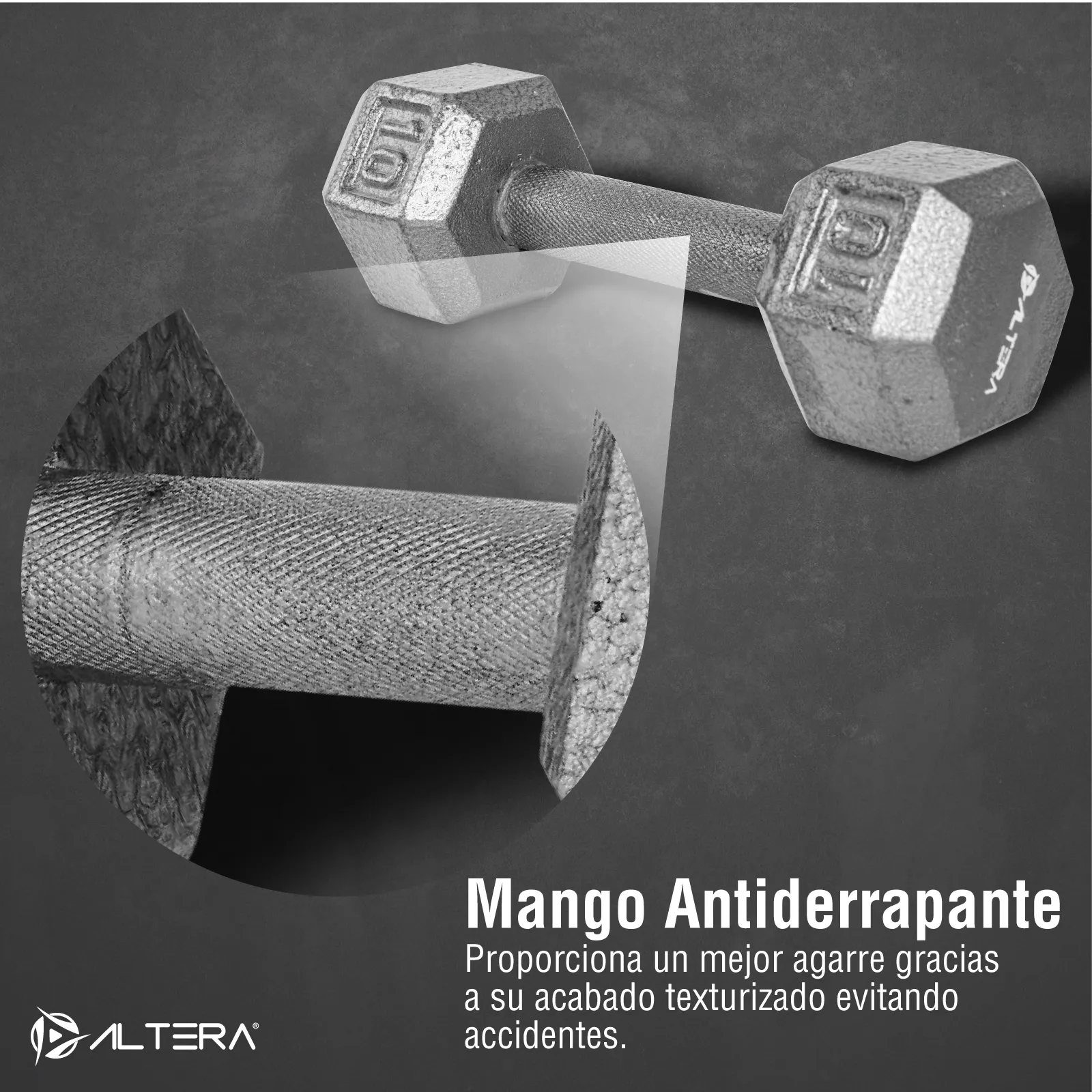 Mancuerna Hexagonal De Metal 10lb Altera Fitness 4.5kg 1 Pza