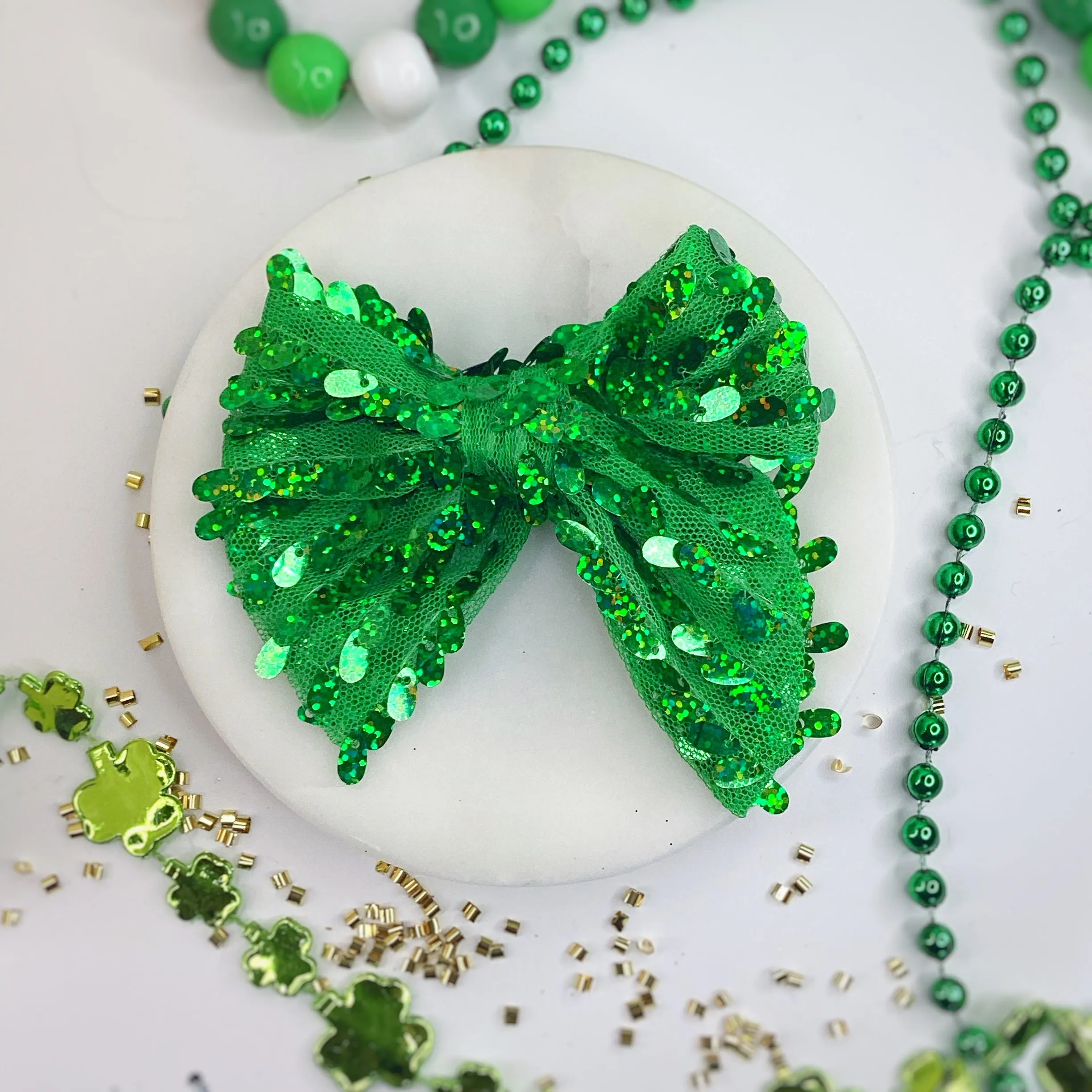 Mardi Gras and St. Pat’s Sequin Knot Top Headband and Bow Collection