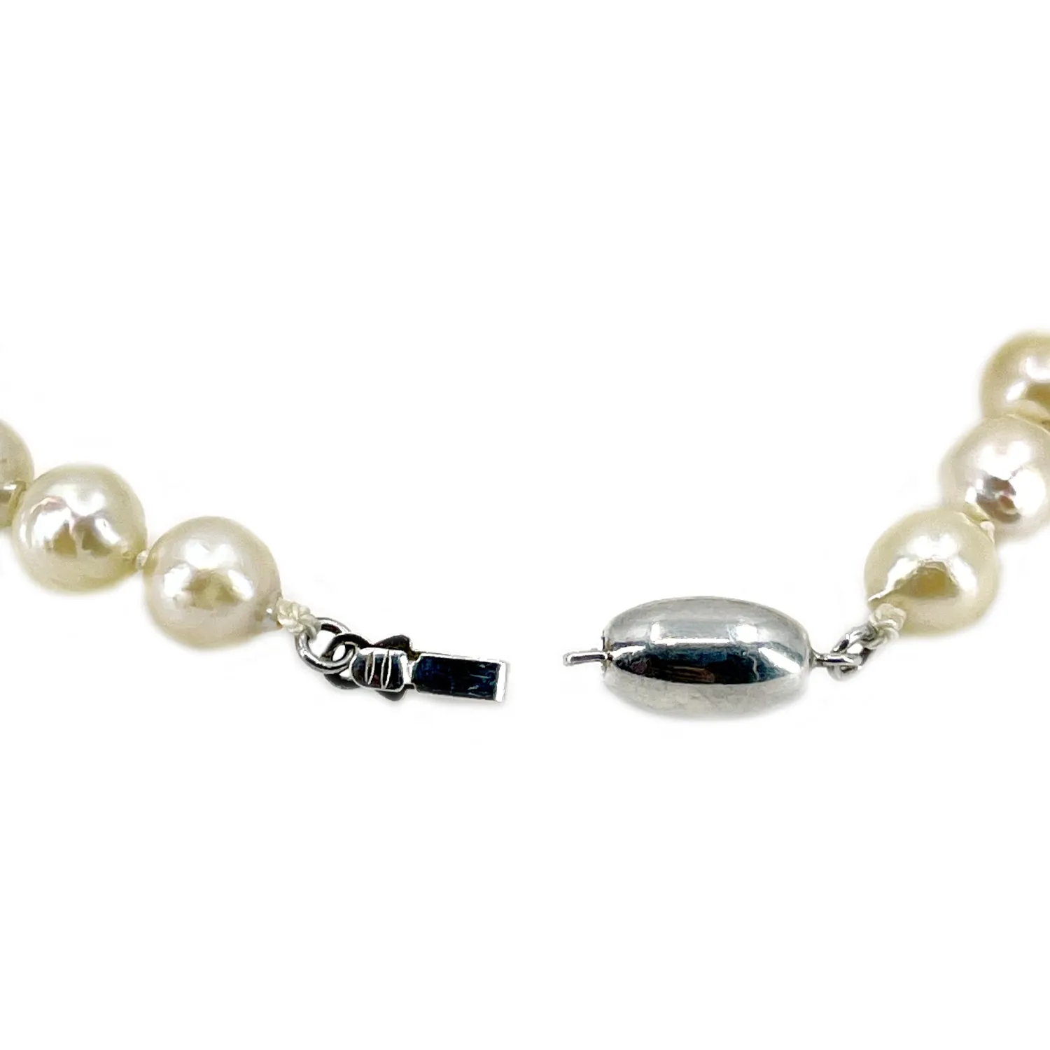 Modernist Baroque Japanese Vintage Saltwater Akoya Cultured Pearl Bracelet- Sterling Silver