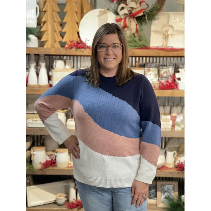 Navy and Multi Color Block Sweater