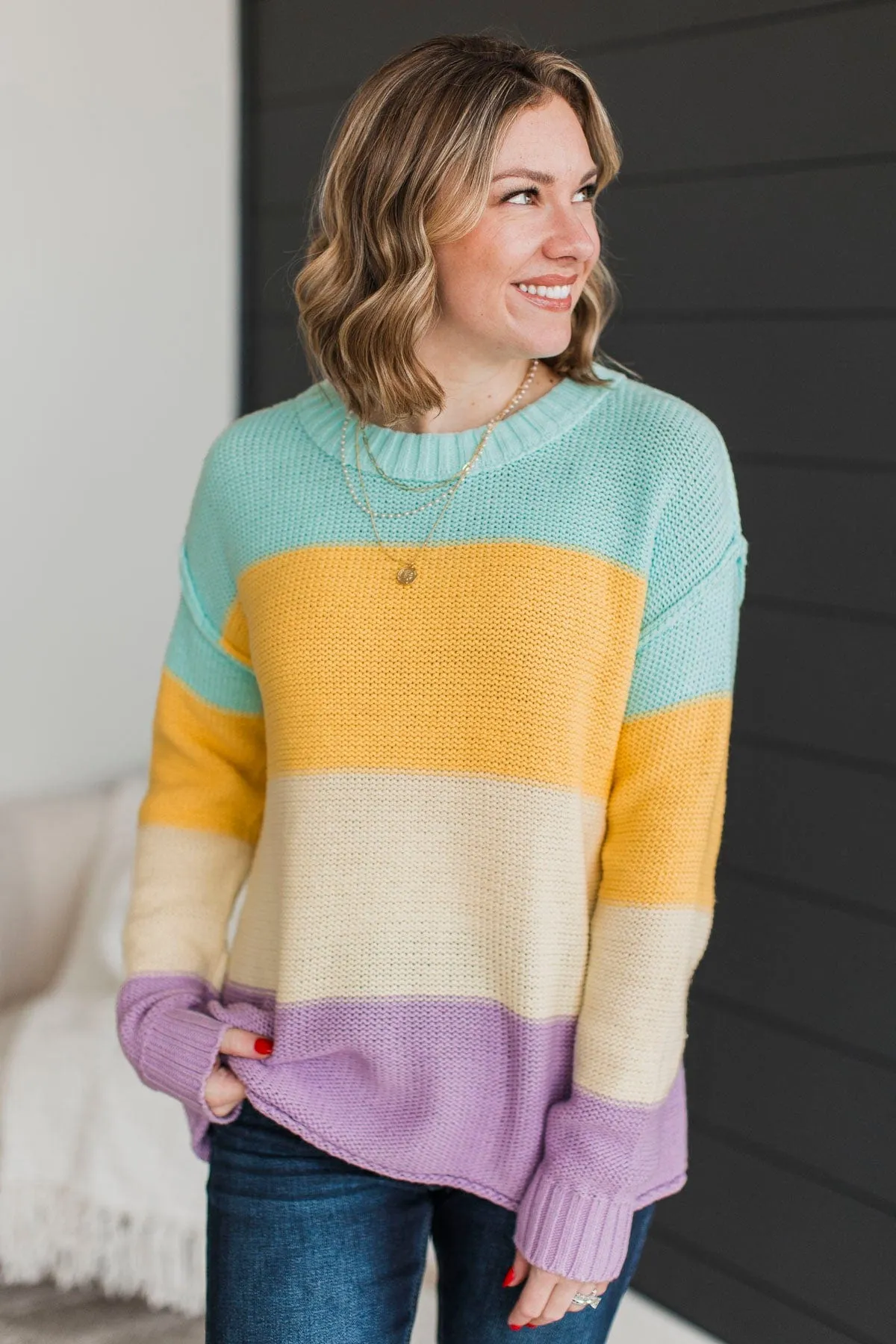 Never Stray Away Color Block Sweater- Multi-Color