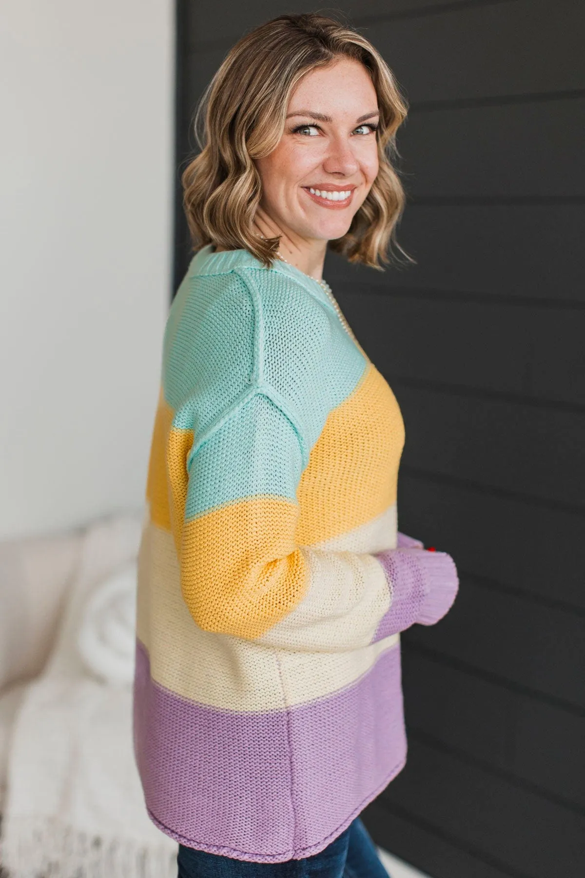 Never Stray Away Color Block Sweater- Multi-Color