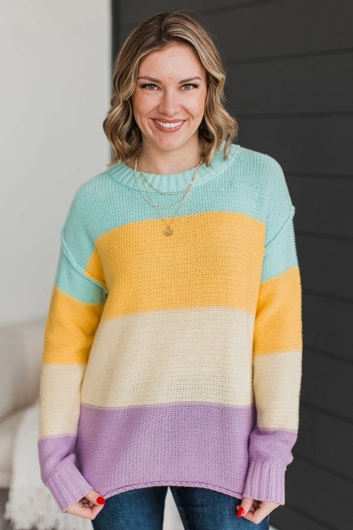 Never Stray Away Color Block Sweater- Multi-Color