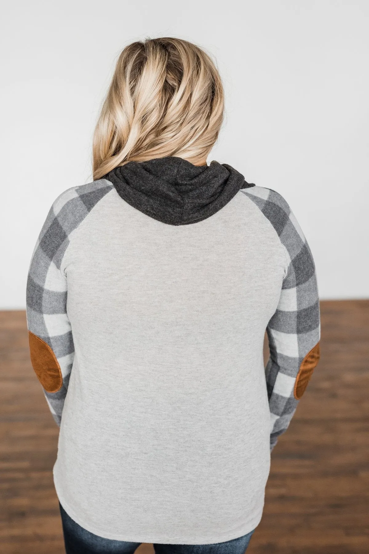 No Broken Hearts Color Block Top- Charcoal & Grey
