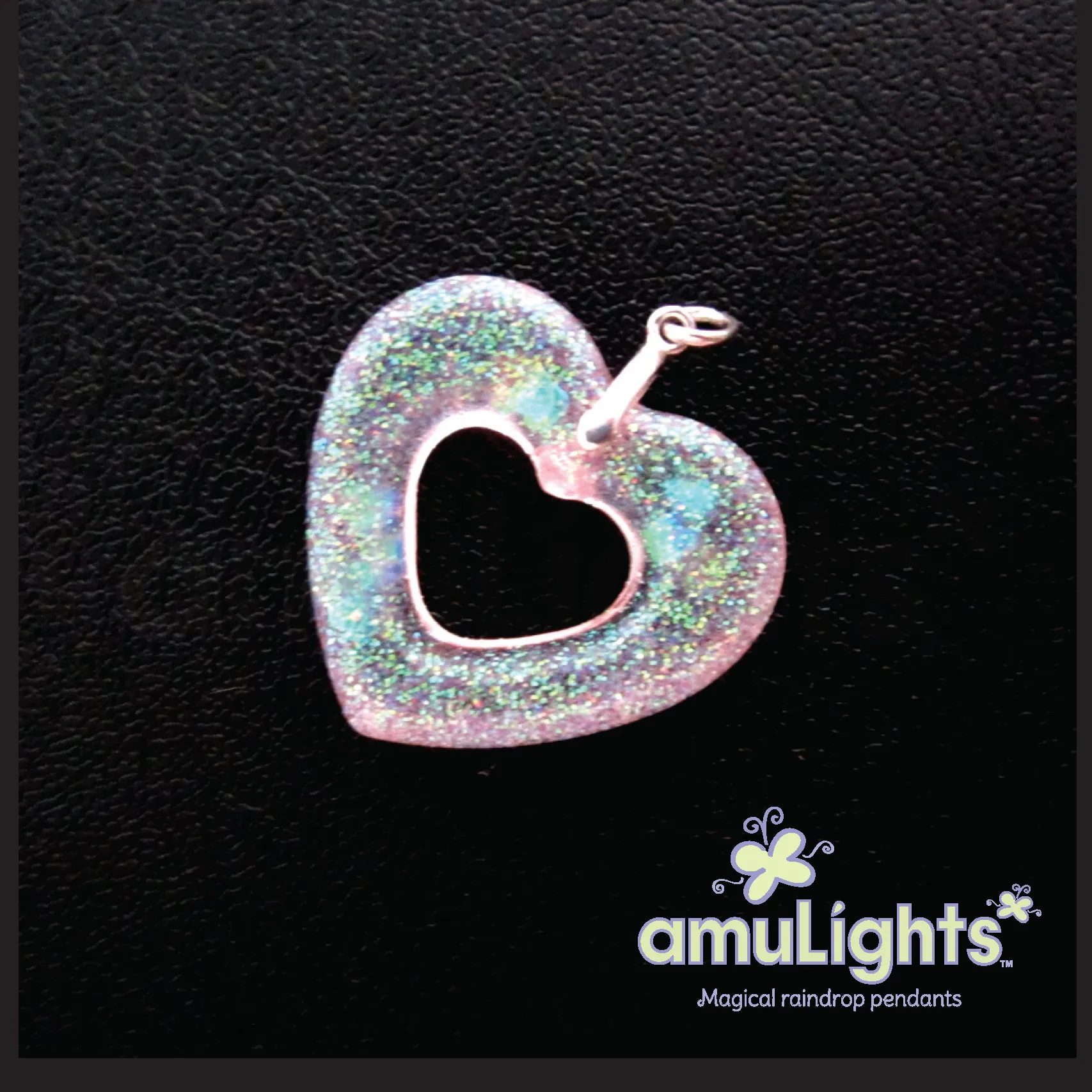 Pink Mermaid DewDrop: Heart Ring Pendants