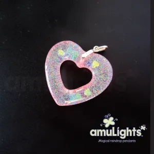 Pink Mermaid DewDrop: Heart Ring Pendants