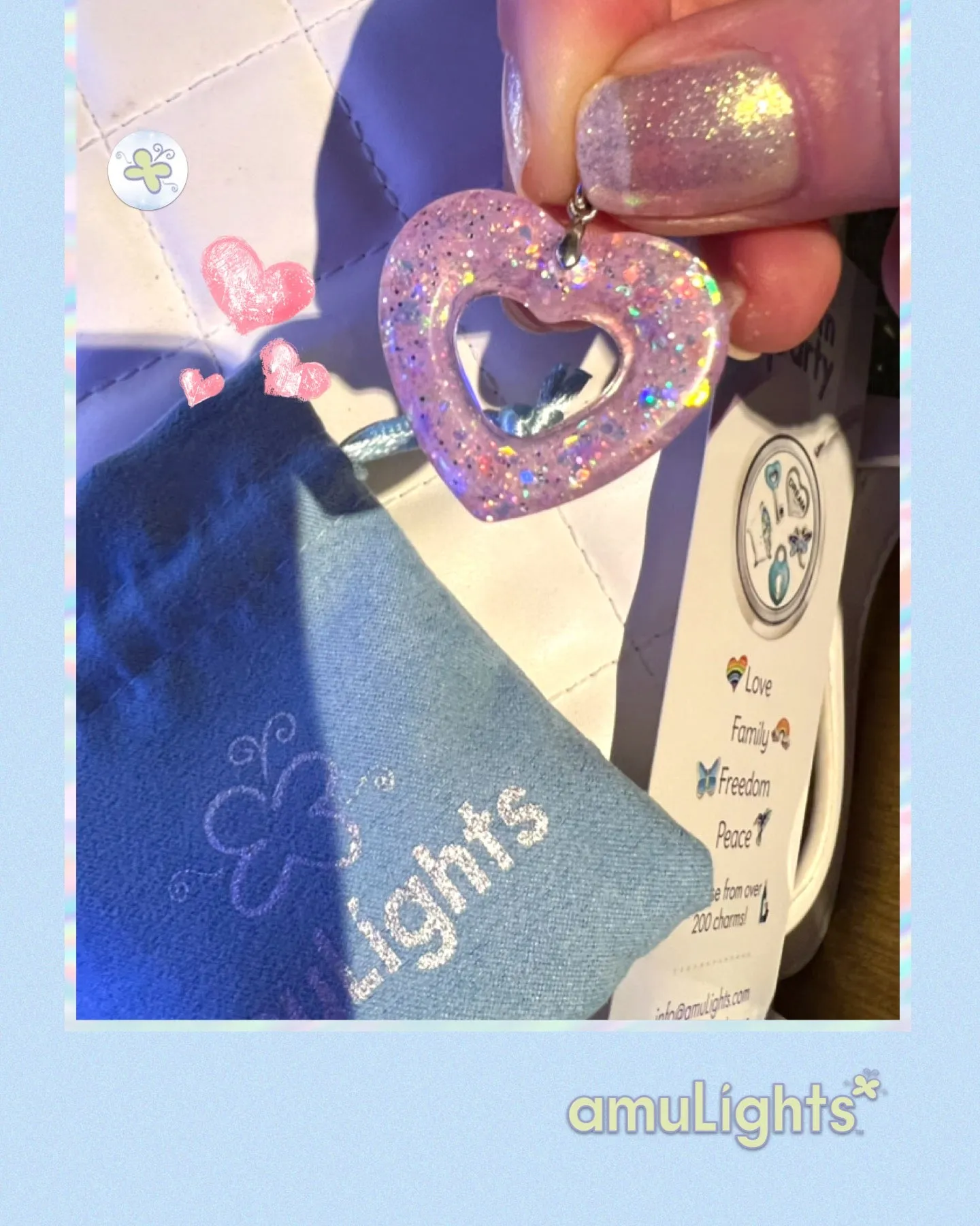 Pink Mermaid DewDrop: Heart Ring Pendants