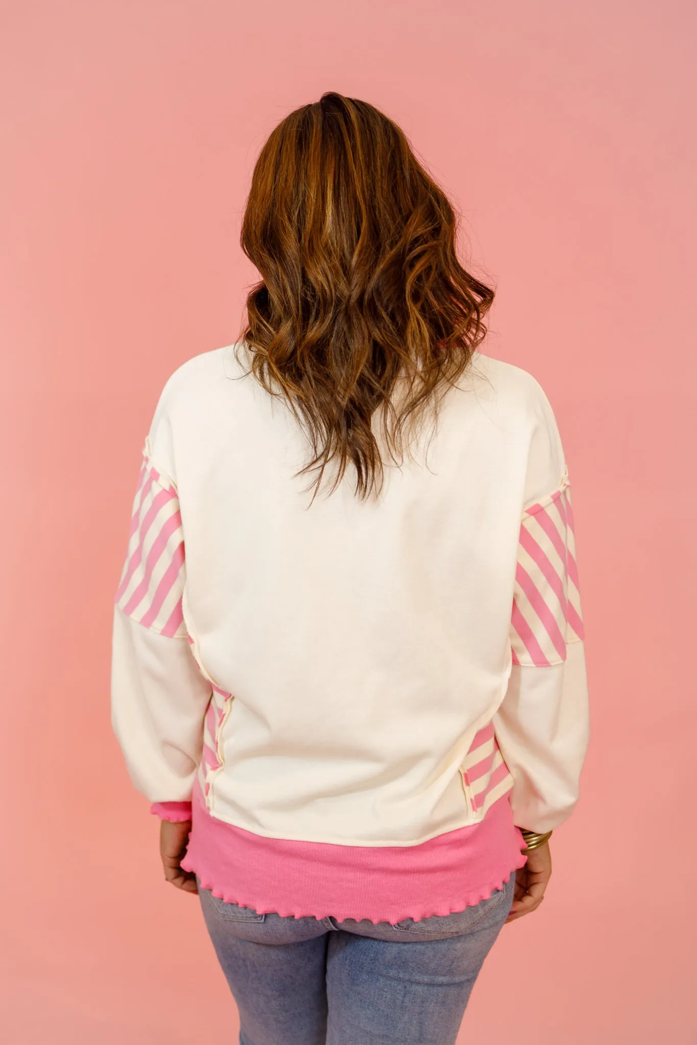 Pink Stripe Color Block Top