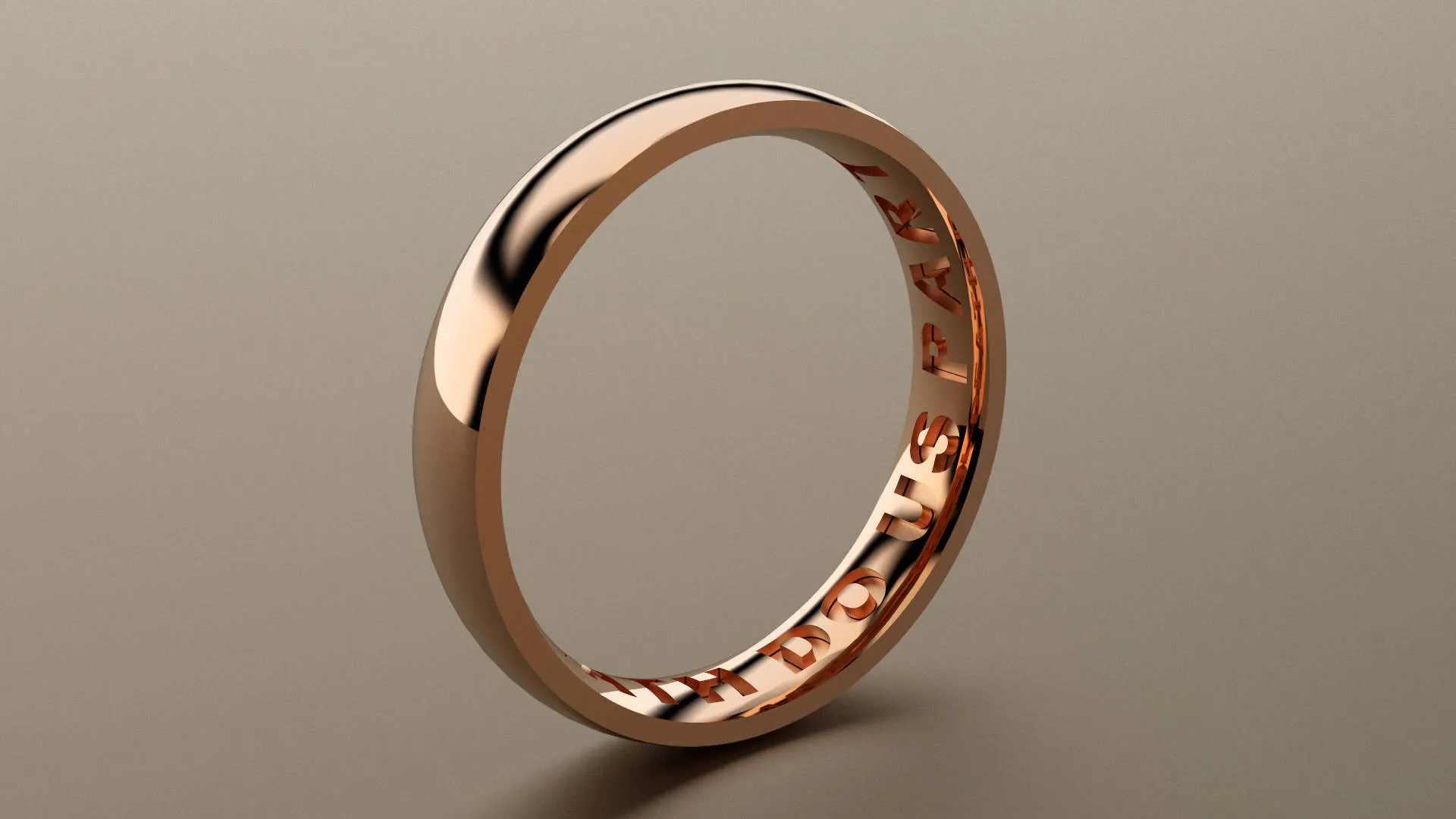 Polished Rose Gold 4mm Interior Message Wedding Band