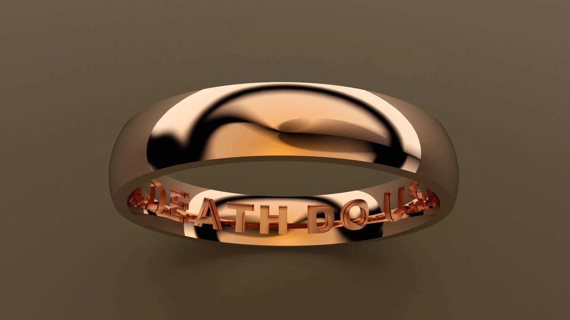 Polished Rose Gold 4mm Interior Message Wedding Band