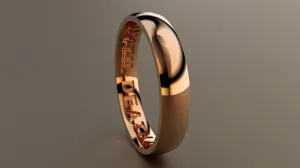 Polished Rose Gold 4mm Interior Message Wedding Band