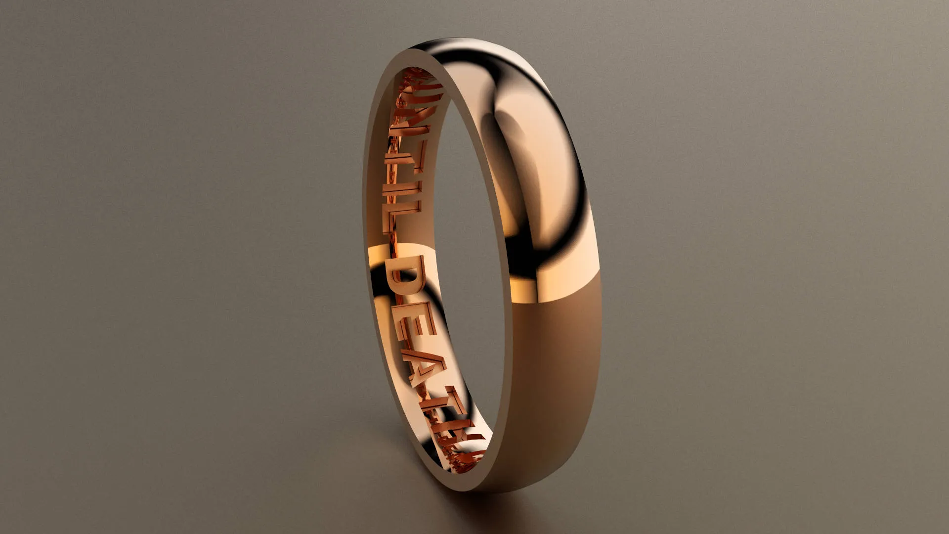 Polished Rose Gold 4mm Interior Message Wedding Band