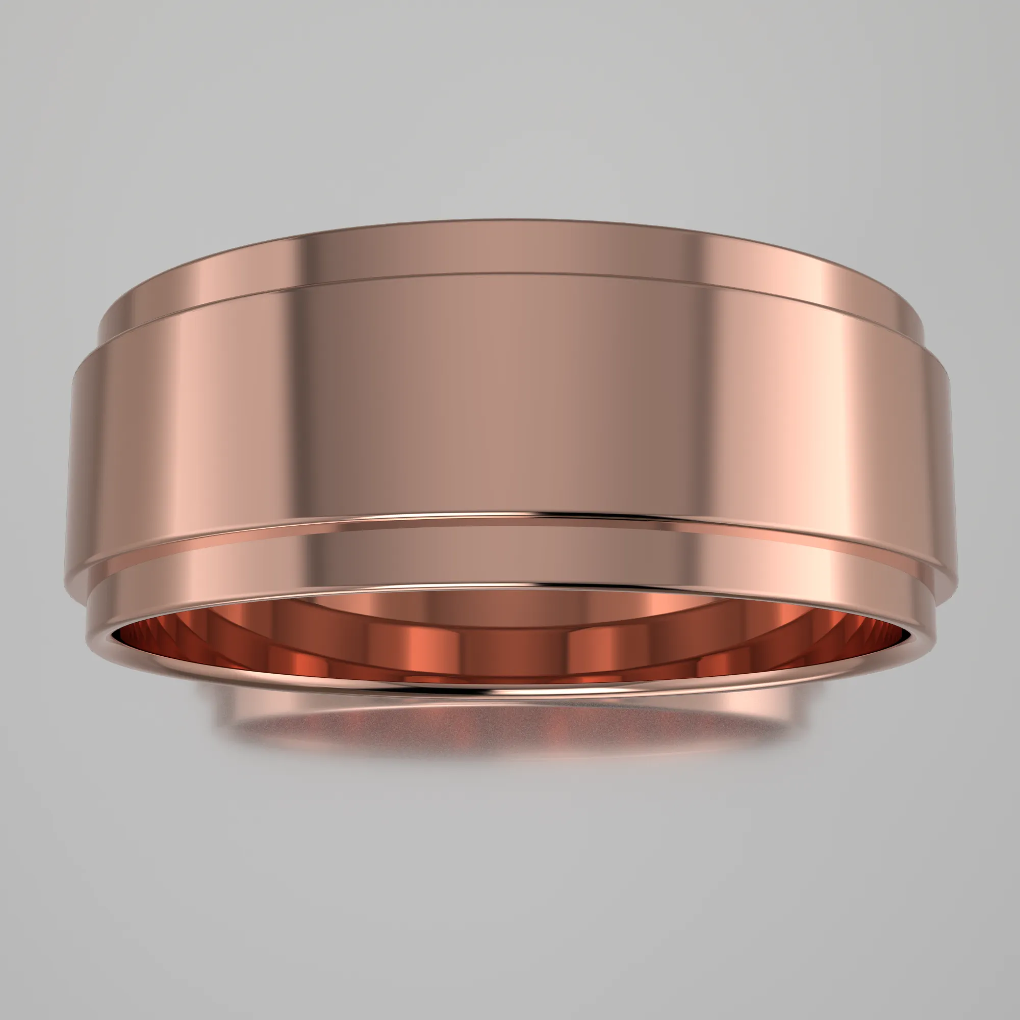 Polished Rose Gold 7mm Step Edge Wedding Band