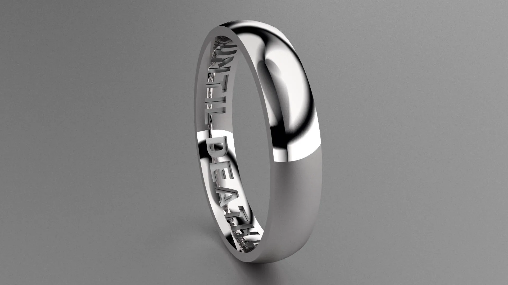 Polished Sterling Silver 4mm Interior Message Wedding Band
