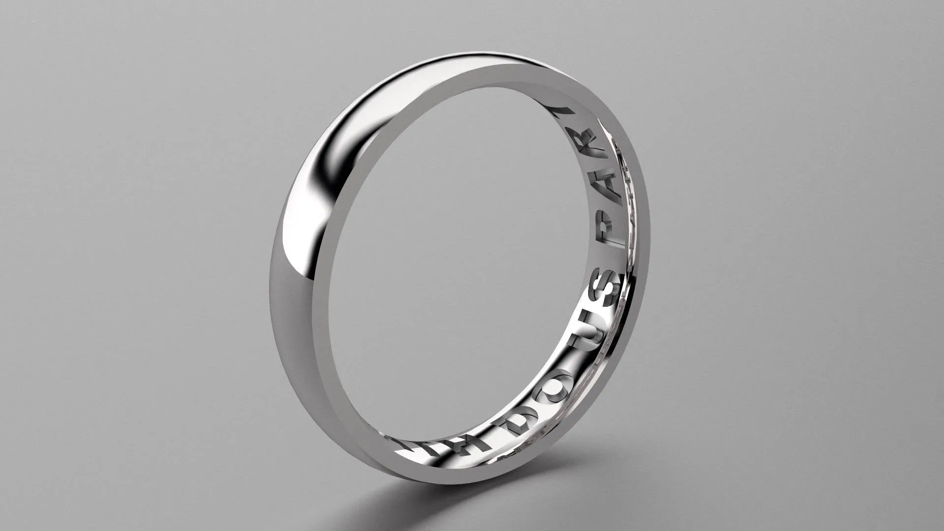 Polished Sterling Silver 4mm Interior Message Wedding Band