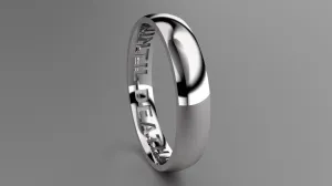 Polished Sterling Silver 4mm Interior Message Wedding Band