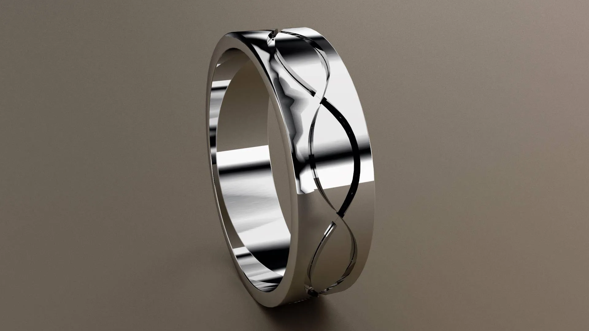 Polished White Gold 6mm Infinity Groove Wedding Band
