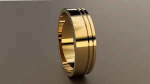 Polished Yellow Gold 6mm Double Offset Groove Wedding Band