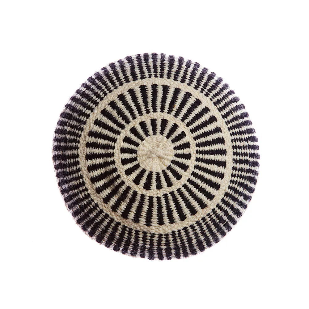 Prisma Black Round Wool Pillow