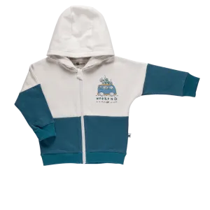 "Color-Block" Hooded Sweatshirt - Blue